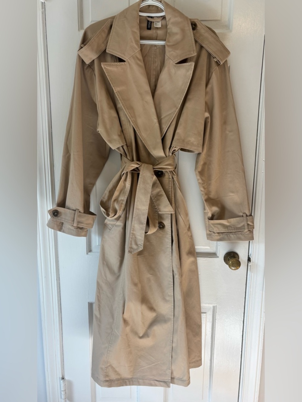 H&M Tan Trench Coat with Waist Tie